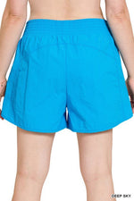 Plus Windbreaker Smocked Waistband Running Shorts - p3 Boutique