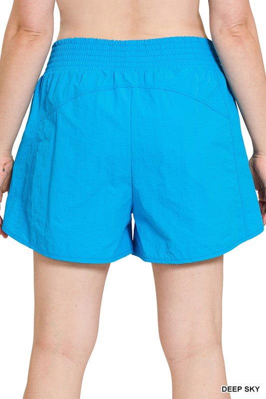 Plus Windbreaker Smocked Waistband Running Shorts - p3 Boutique