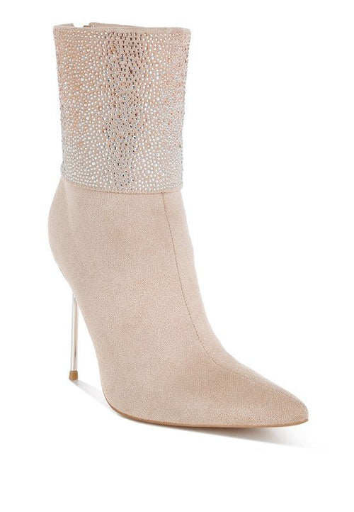 Podstar Rhinestones Embellished Foldover Boots - p3 Boutique