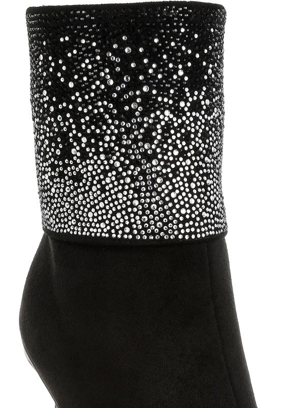 Podstar Rhinestones Embellished Foldover Boots - p3 Boutique