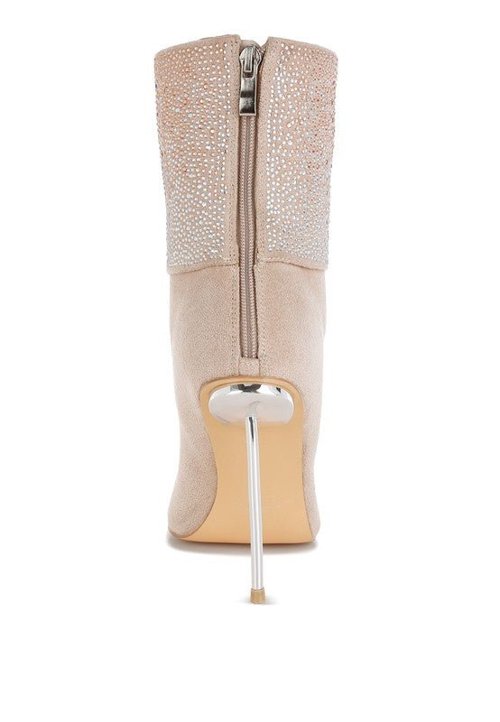 Podstar Rhinestones Embellished Foldover Boots - p3 Boutique