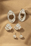 Premium Trio Metal Knot and Hoop Earrings - p3 Boutique
