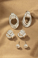 Premium Trio Metal Knot and Hoop Earrings - p3 Boutique
