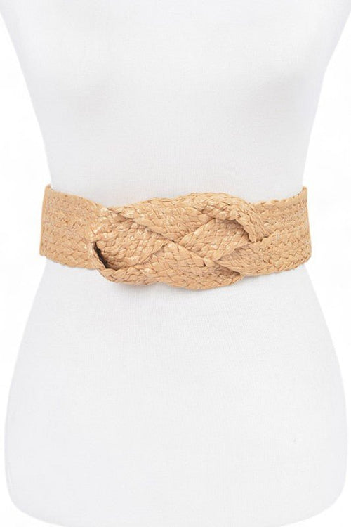 Raffia Straw Braided Elastic Belt - p3 Boutique