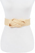 Raffia Straw Braided Elastic Belt - p3 Boutique