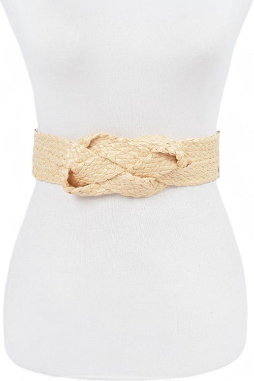 Raffia Straw Braided Elastic Belt - p3 Boutique