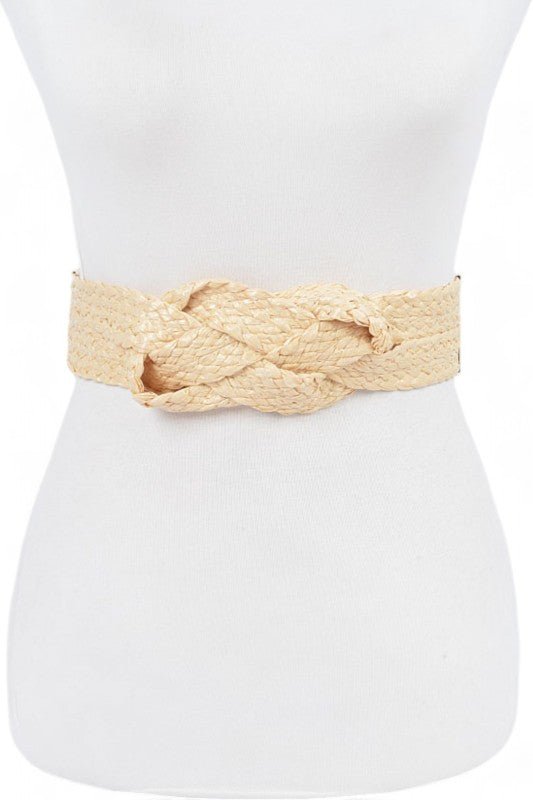 Raffia Straw Braided Elastic Belt - p3 Boutique