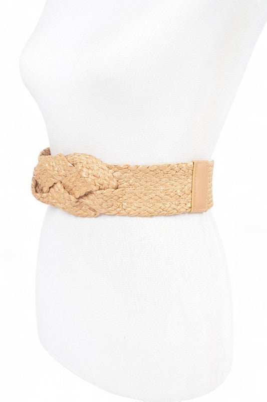 Raffia Straw Braided Elastic Belt - p3 Boutique
