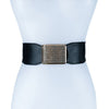 RECTANGLE RHINESTONED SMOCKED LEATHER BELT - p3 Boutique