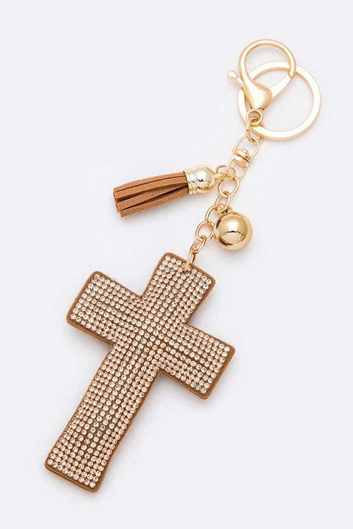 Rhinestone Cross Pillow Key Chain - p3 Boutique