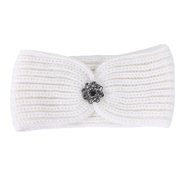 RHINESTONE PENDANT RIBBED WINTER HEADBAND - p3 Boutique