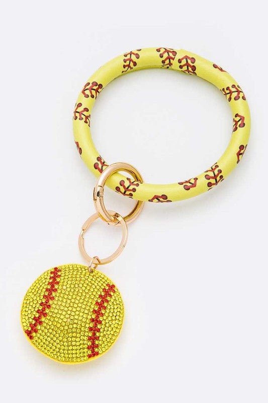 Rhinestone Softball Bracelet Key Chain - p3 Boutique