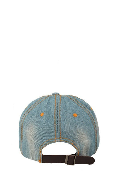 Rhinestone Star and Denim Baseball Cap - p3 Boutique