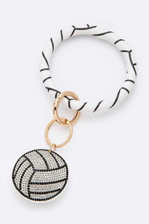 Rhinestone Volleyball Bracelet Key Chain - p3 Boutique