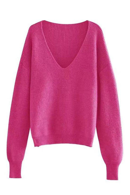 Ribbed v neck sweater - p3 Boutique