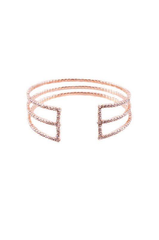 ROSE GOLD RHINESTONE FACETED CUFF BRACELET - p3 Boutique