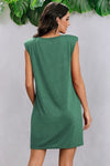 Round Neck Solid Sleeveless Shirt Dress - p3 Boutique