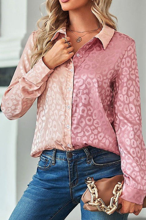 Satin leopard print button down shirt - p3 Boutique