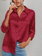 Satin leopard print button down shirt - p3 Boutique