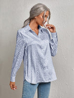 Satin leopard print button down shirt - p3 Boutique
