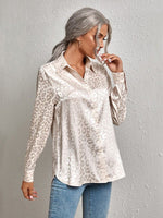 Satin leopard print button down shirt - p3 Boutique