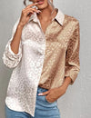 Satin leopard print button down shirt - p3 Boutique