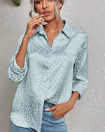 Satin leopard print button down shirt - p3 Boutique