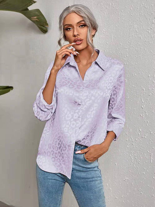 Satin leopard print button down shirt - p3 Boutique