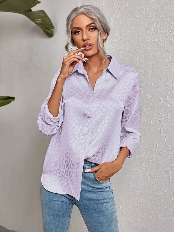 Satin leopard print button down shirt - p3 Boutique