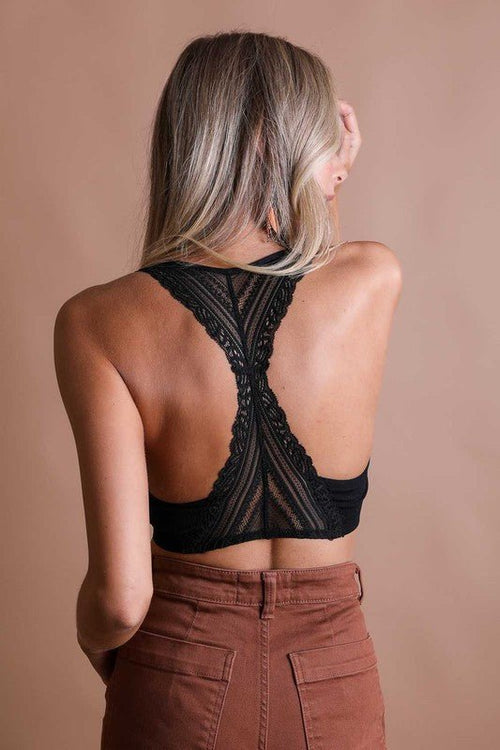 Seamless Front Lace Racerback Bralette - p3 Boutique