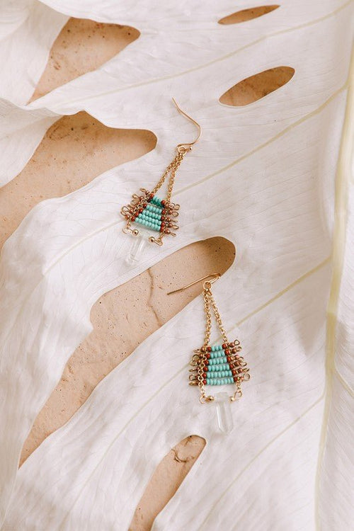 Seed Bead with Crystal Drop Earring - p3 Boutique