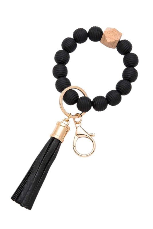 Silicon Beaded Tassel Bracelet Key Chain - p3 Boutique