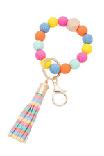 Silicon Beaded Tassel Bracelet Key Chain - p3 Boutique