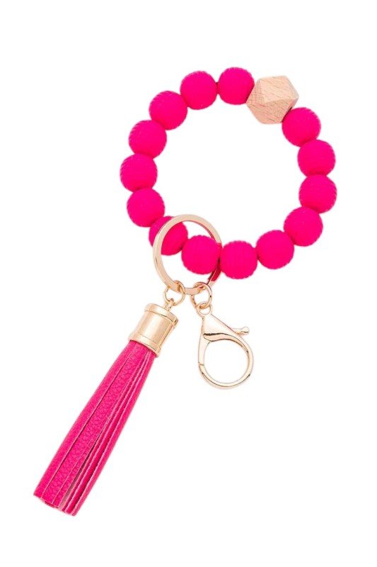 Silicon Beaded Tassel Bracelet Key Chain - p3 Boutique