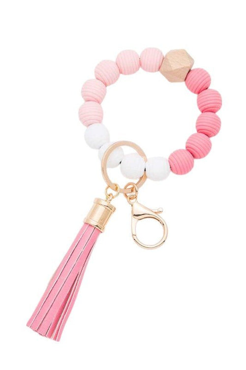 Silicon Beaded Tassel Bracelet Key Chain - p3 Boutique