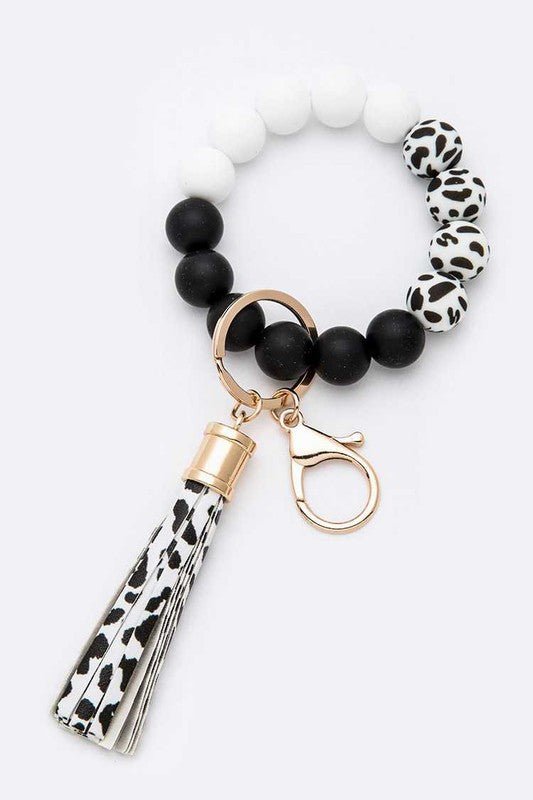 Silicon Printed Beads Tassel Bracelet Key Chain - p3 Boutique