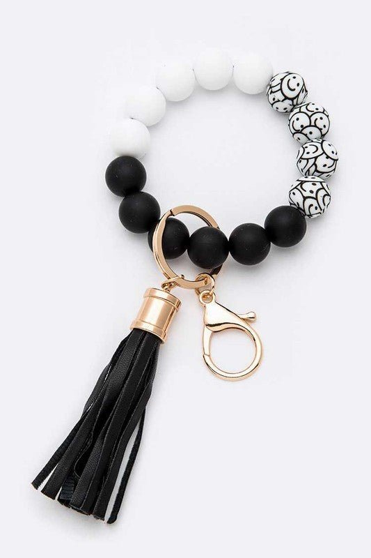 Silicon Printed Beads Tassel Bracelet Key Chain - p3 Boutique