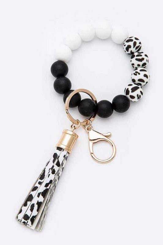 Silicon Printed Beads Tassel Bracelet Key Chain - p3 Boutique
