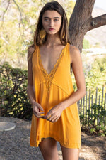 Sleeveless Deep V - neck Dress with Lace on Front - p3 Boutique
