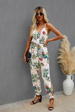 Sleeveless Floral Print Knot Side Cami Jumpsuit - p3 Boutique