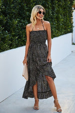 Sleeveless Halter Polka Dot Ruffle Hem Dress - p3 Boutique