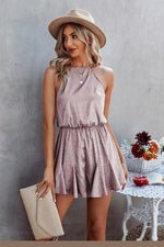 Sleeveless Leopard Rrint Ruffle Short Romper - p3 Boutique