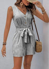 Sleeveless Striped Tie - Waist Romper - p3 Boutique