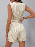 Sleeveless Striped Tie - Waist Romper - p3 Boutique