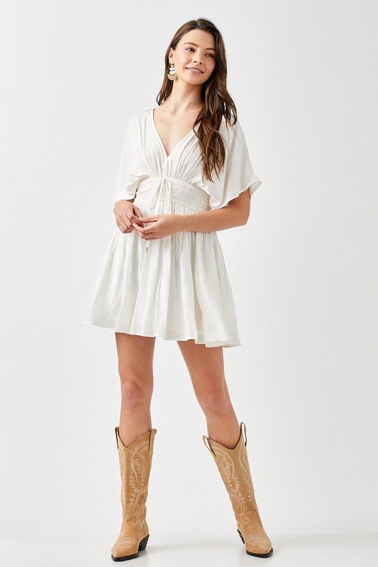 Smocked Waist with Tassel Strap Dress - p3 Boutique
