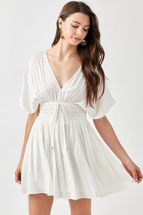Smocked Waist with Tassel Strap Dress - p3 Boutique