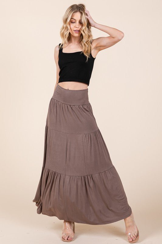 Solid Tiered Ruffle Skirt - p3 Boutique