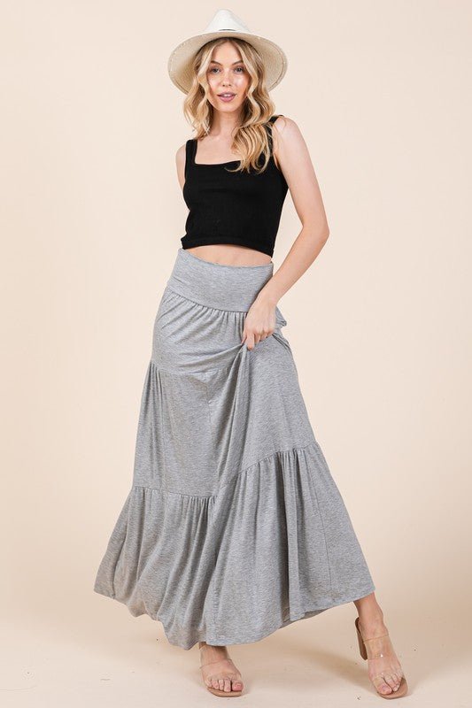 Solid Tiered Ruffle Skirt - p3 Boutique