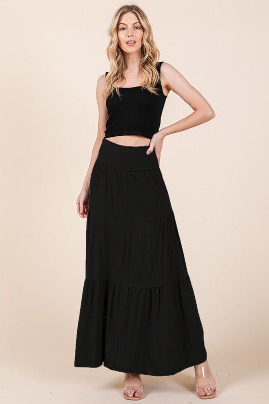 Solid Tiered Ruffle Skirt - p3 Boutique
