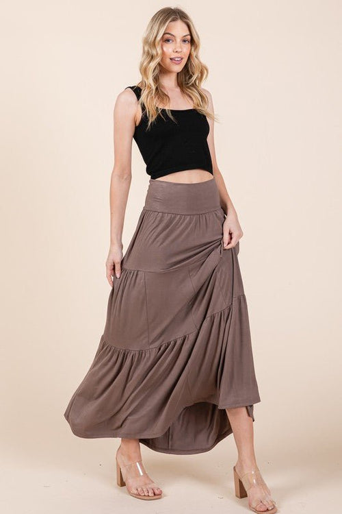 Solid Tiered Ruffle Skirt - p3 Boutique